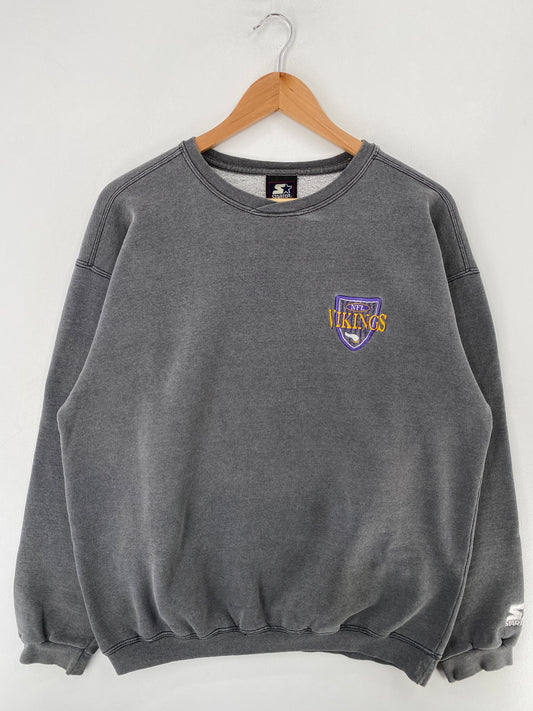 90's STARTER x MINNESOTA VIKINGS Made in USA Size L Vintage NFL Sweat-Shirt / G3456S