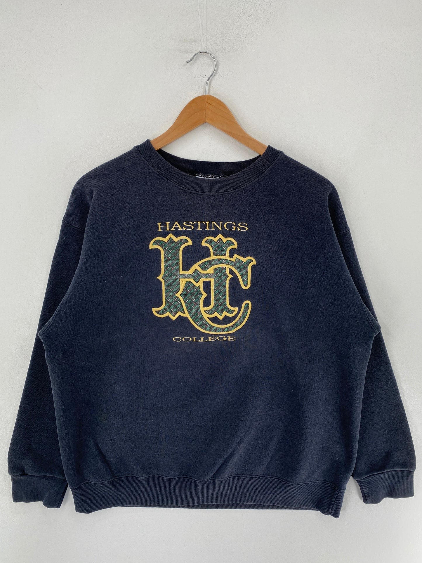 90's HASTINGS COLLEGE Made in USA Size L Vintage College Sweat-Shirt / G6395S