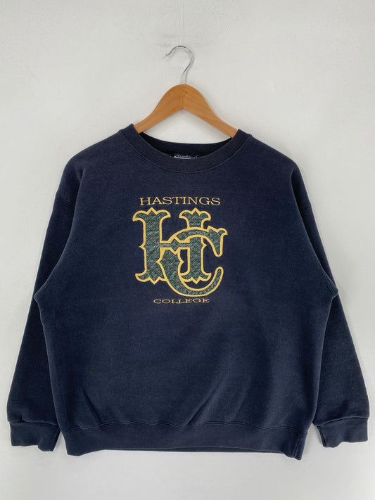 90's HASTINGS COLLEGE Made in USA Size L Vintage College Sweat-Shirt / G6395S