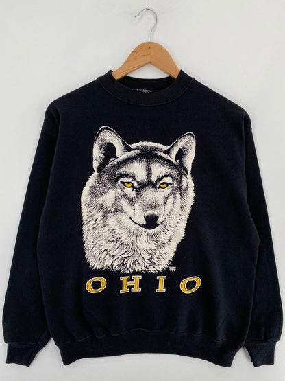 90's WOLF Made in USA Size M Vintage Animal Sweat-Shirt / G5469S