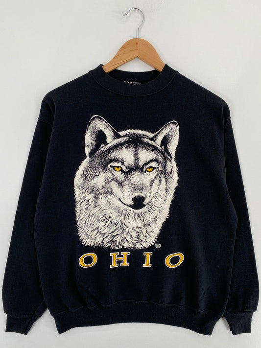 90's WOLF Made in USA Size M Vintage Animal Sweat-Shirt / G5469S