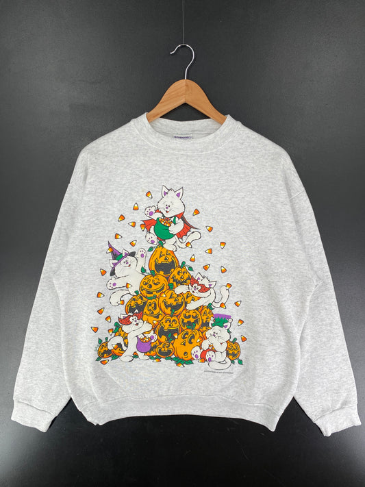 90's CATS HALLOWEEN Made in USA Size XL Vintage Sweat-Shirt / F3121S