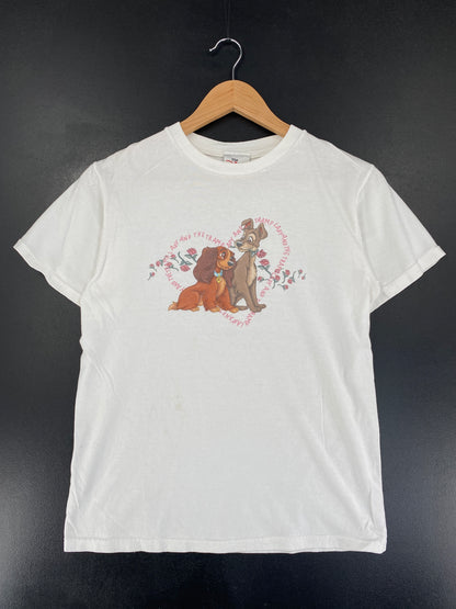 .90's LADY AND THE TRAMP Made in USA Size S Vintage Disney T-shirt / F9392T