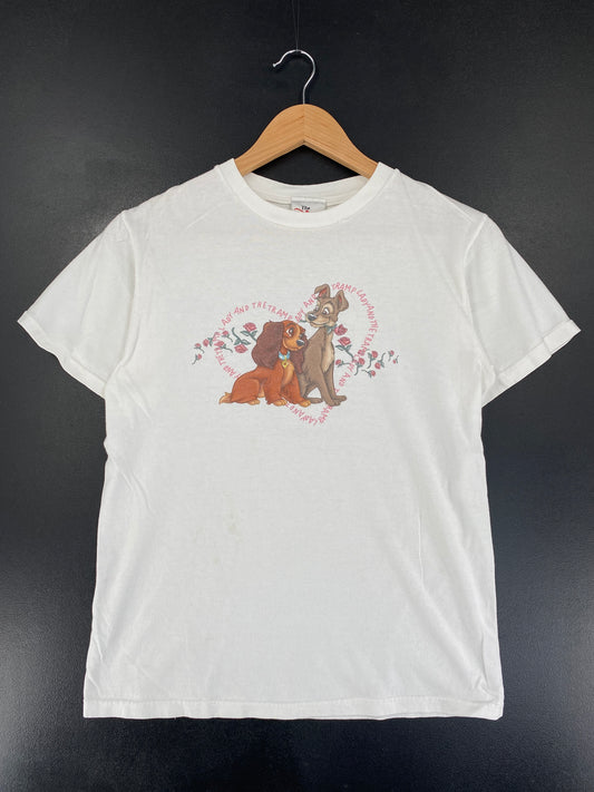 .90's LADY AND THE TRAMP Made in USA Size S Vintage Disney T-shirt / F9392T