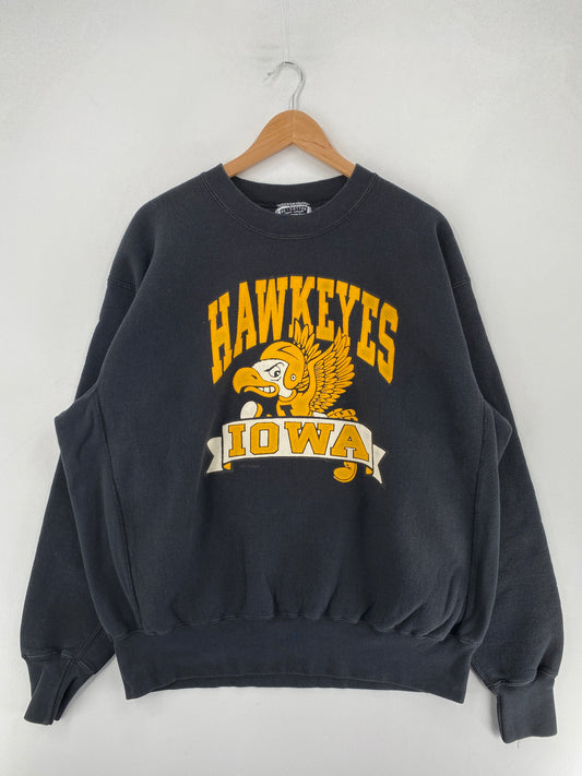 90’s HAWKEYES Made in USA Size XXL College Sweat-shirt / F3818S