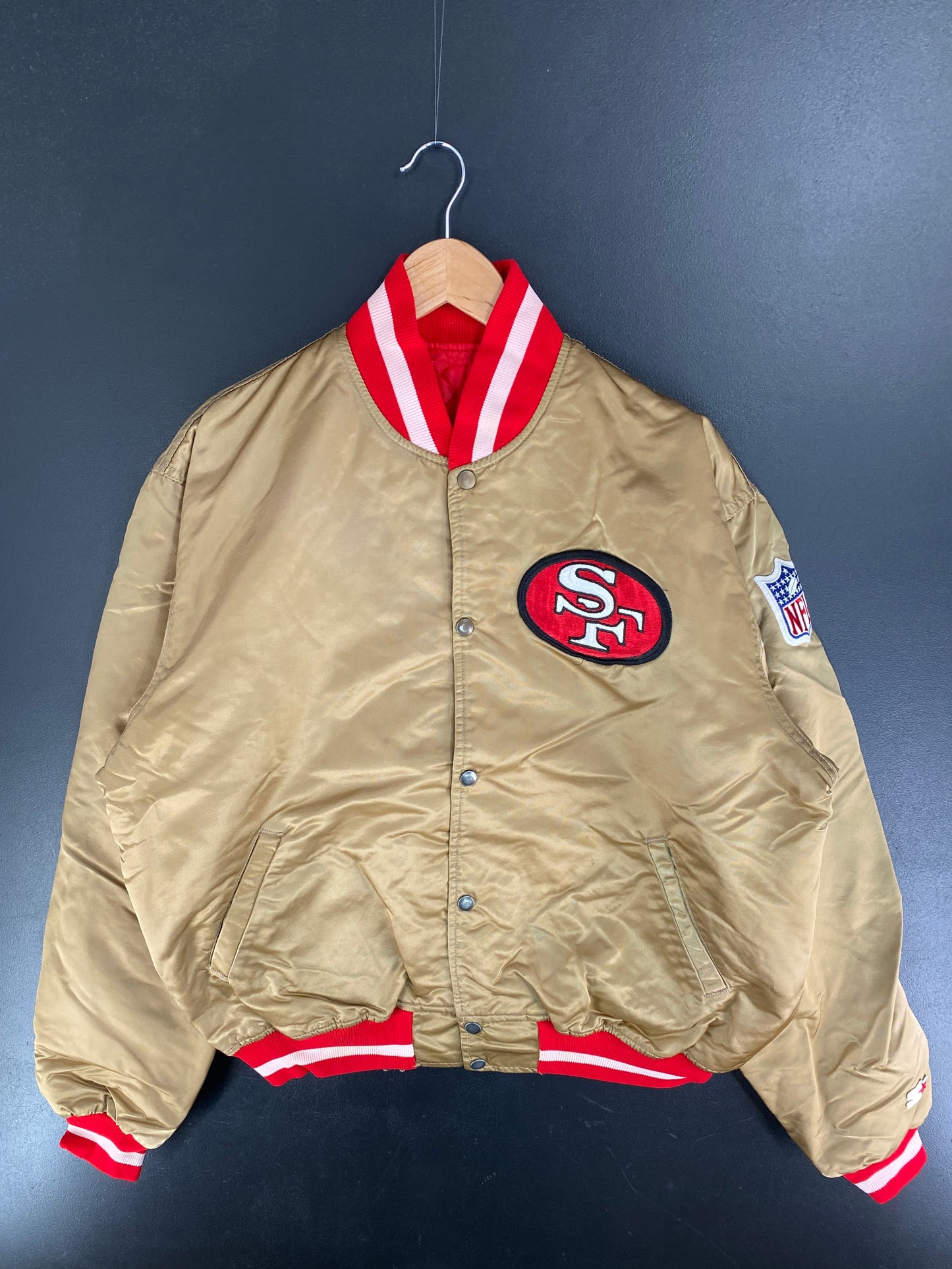 90's STARTER x SANFRANCISCO 49ERS Made in USA Size XL Vintage Nylon Jacket / F4983N