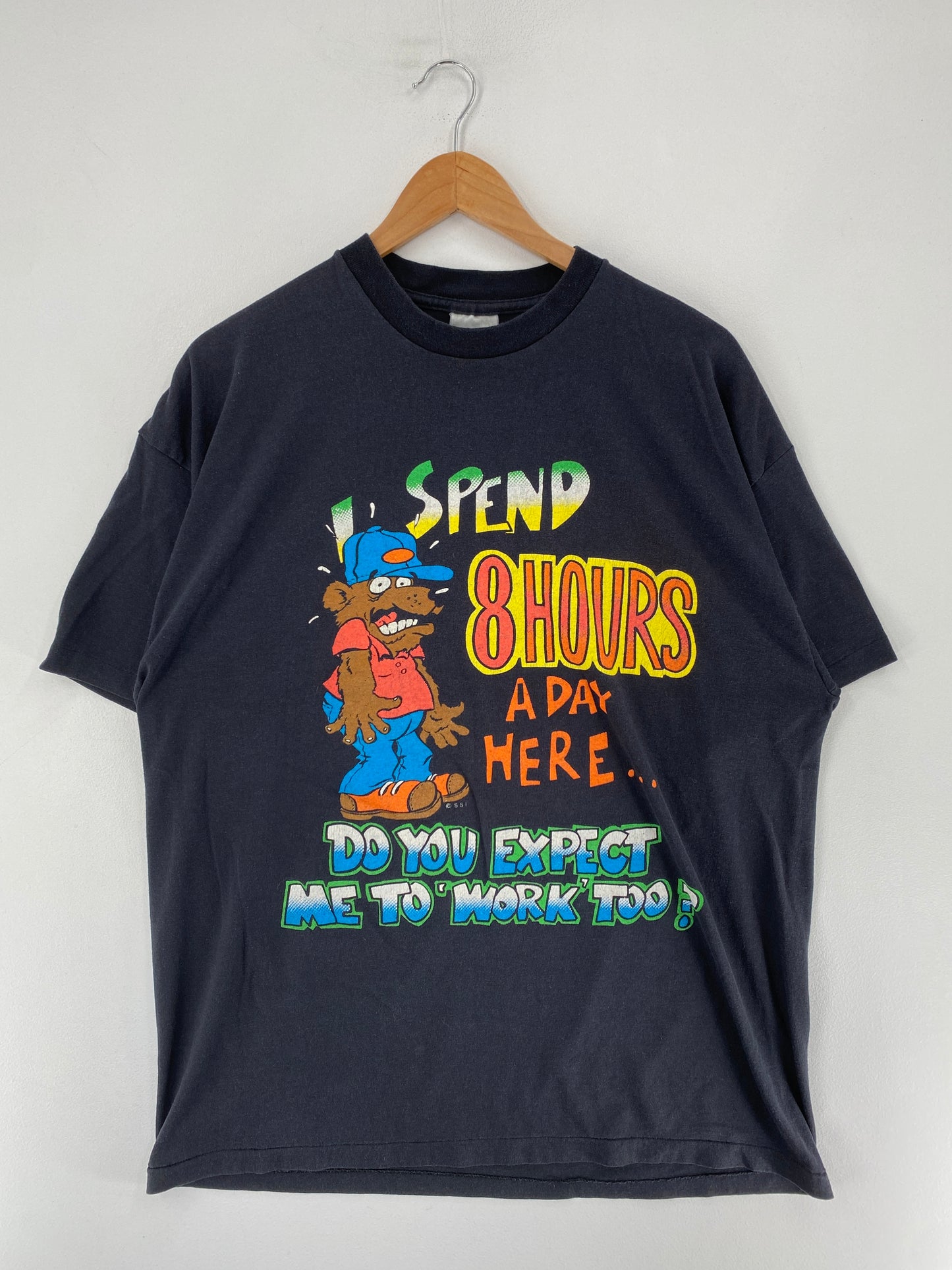 90’s I SPEND 8 HOURS A DAY Size Approx.XL Vintage T-Shirt / G6551T