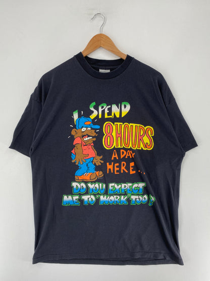 90’s I SPEND 8 HOURS A DAY Size Approx.XL Vintage T-Shirt / G6551T