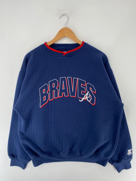 90’s ATLANTA BRAVESxSTARTER Size L MLB Sweat-shirt / F2781S