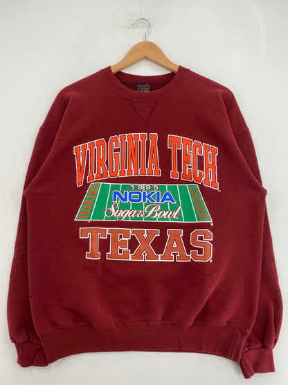 1995 TEXAS VIRGINIA TECH Size L Vintage College Sweat-Shirt / G6132S