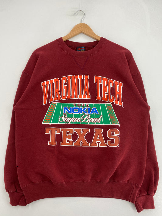 1995 TEXAS VIRGINIA TECH Size L Vintage College Sweat-Shirt / G6132S
