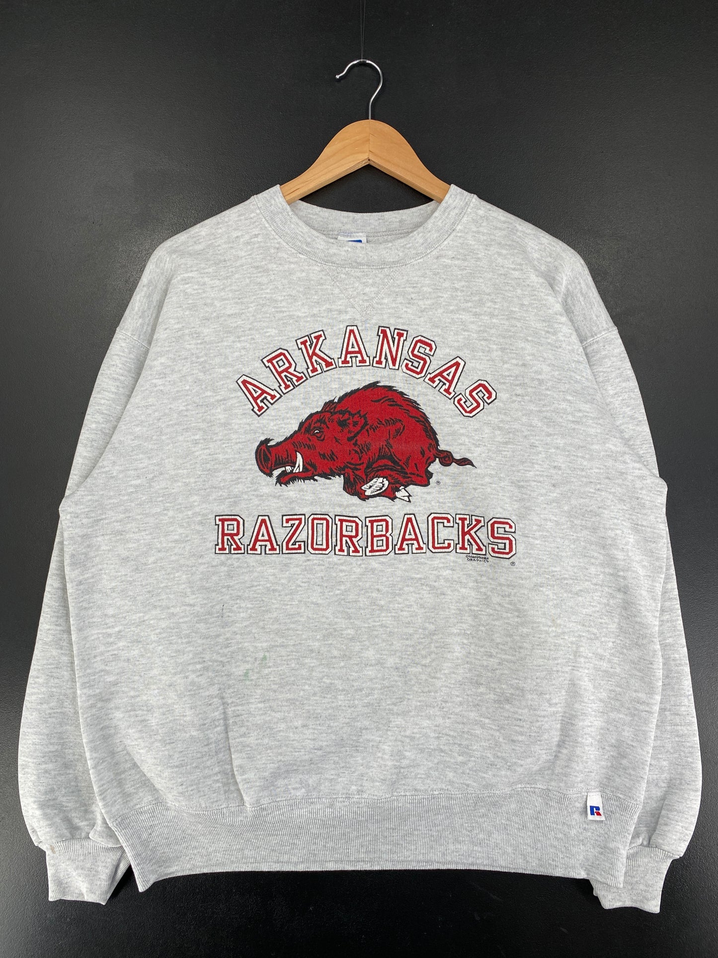 90's RUSSELL X ARKANSAS RAZORBACKS Made in USA Size XL Vintage College Sweat-shirt / G1374S