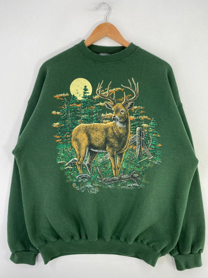 90's DEAR Made in USA Size XL Vintage Animal Sweat-Shirt / G962S