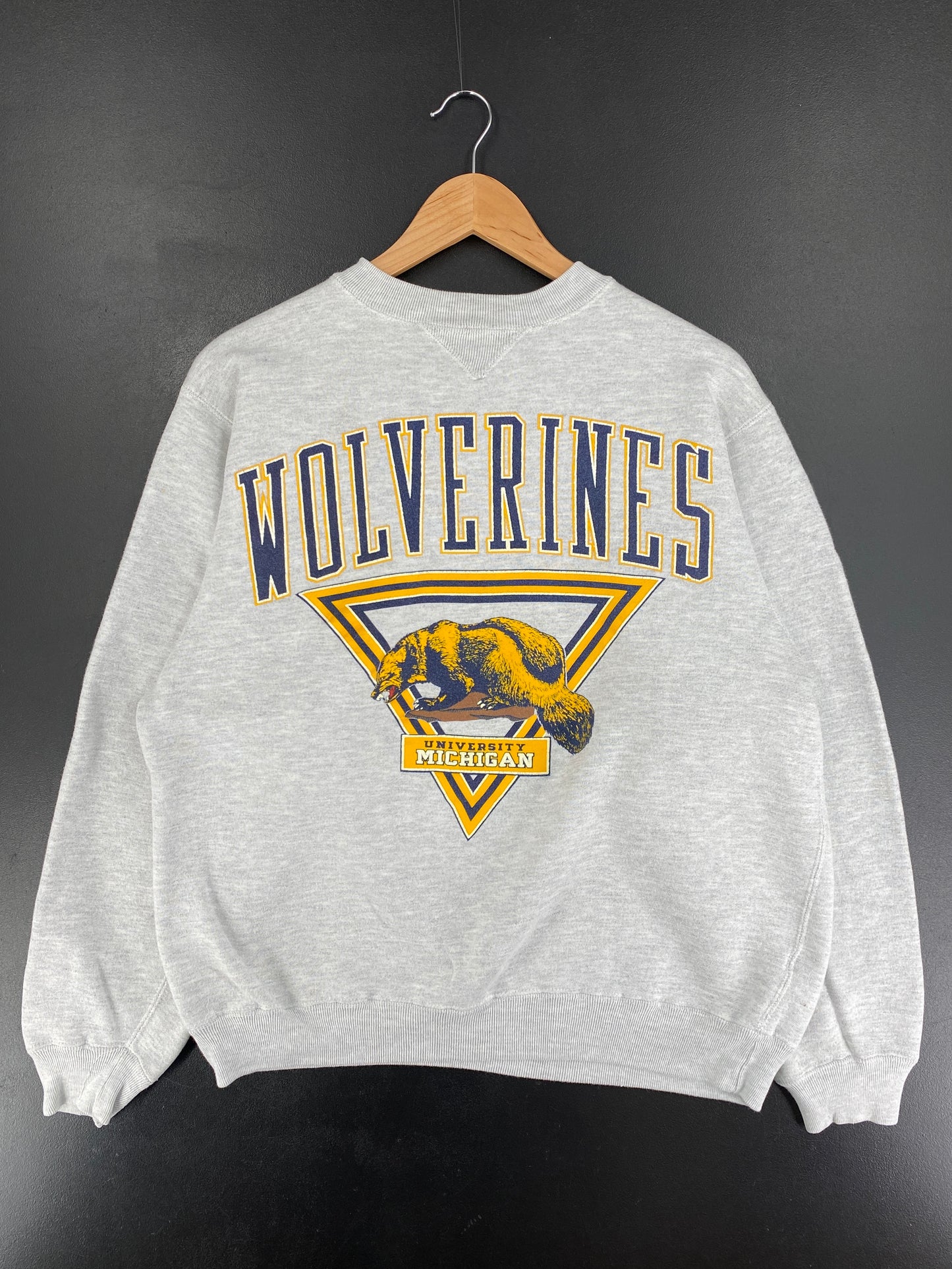 Vintage WOLVERINES MICHIGAN Size M College Sweat-Shirt / F1978S