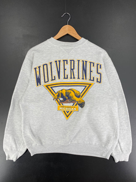 Vintage WOLVERINES MICHIGAN Size M College Sweat-Shirt / F1978S