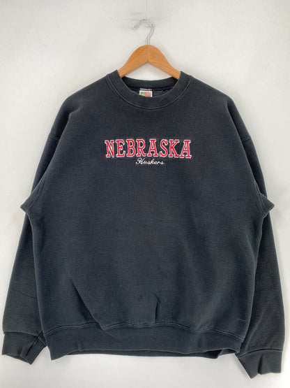 90's NEBRASKA HUSKERS Made in USA Size XXL Vintage College Sweat-shirt / F9125S