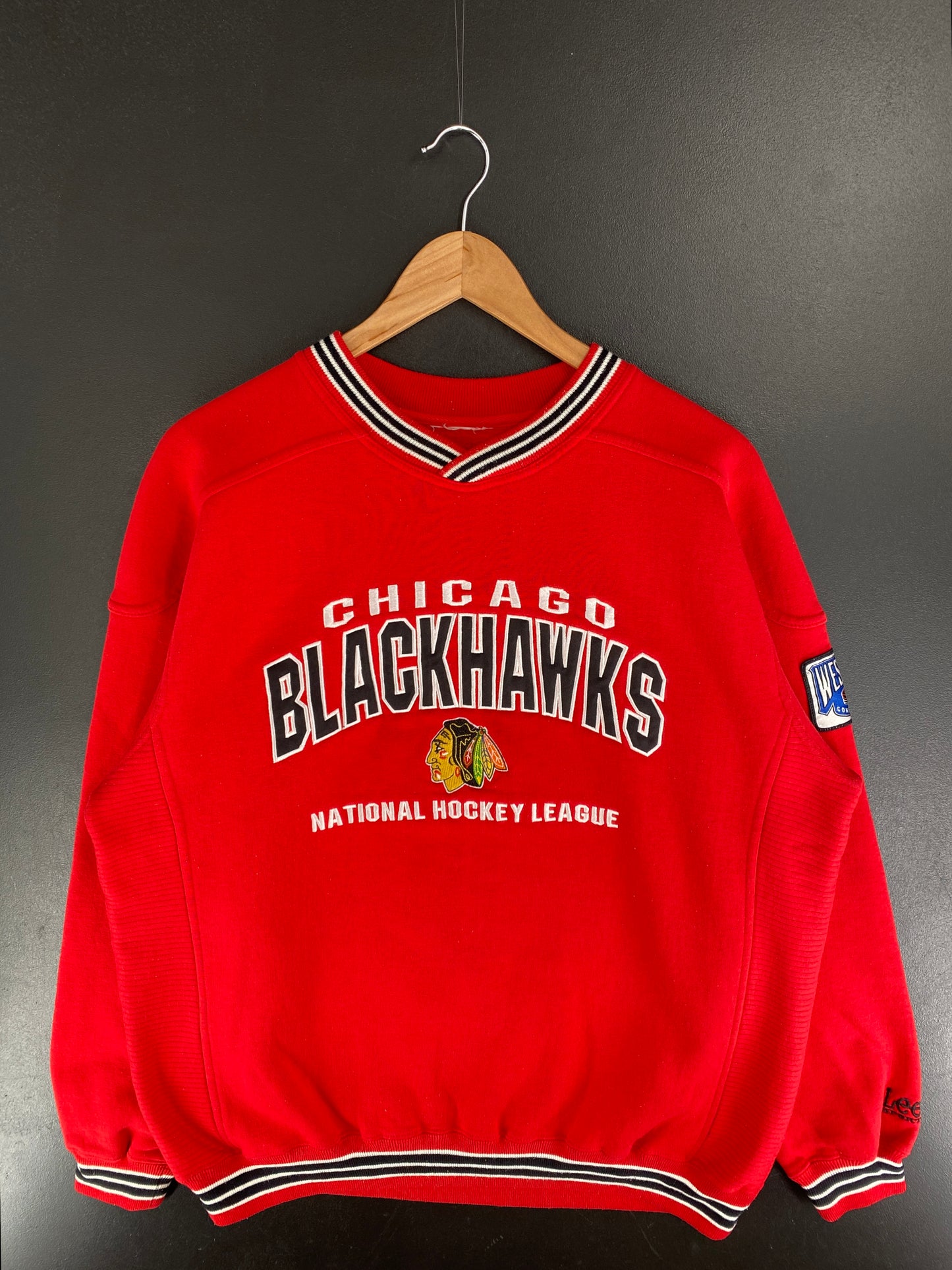 90’s CHICAGO BLACKHAWKS Size No Tag (Approx.XL) NFL Sweat-Shirt / F4855S