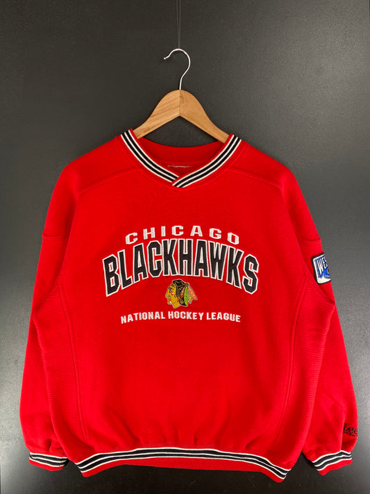 90’s CHICAGO BLACKHAWKS Size No Tag (Approx.XL) NFL Sweat-Shirt / F4855S