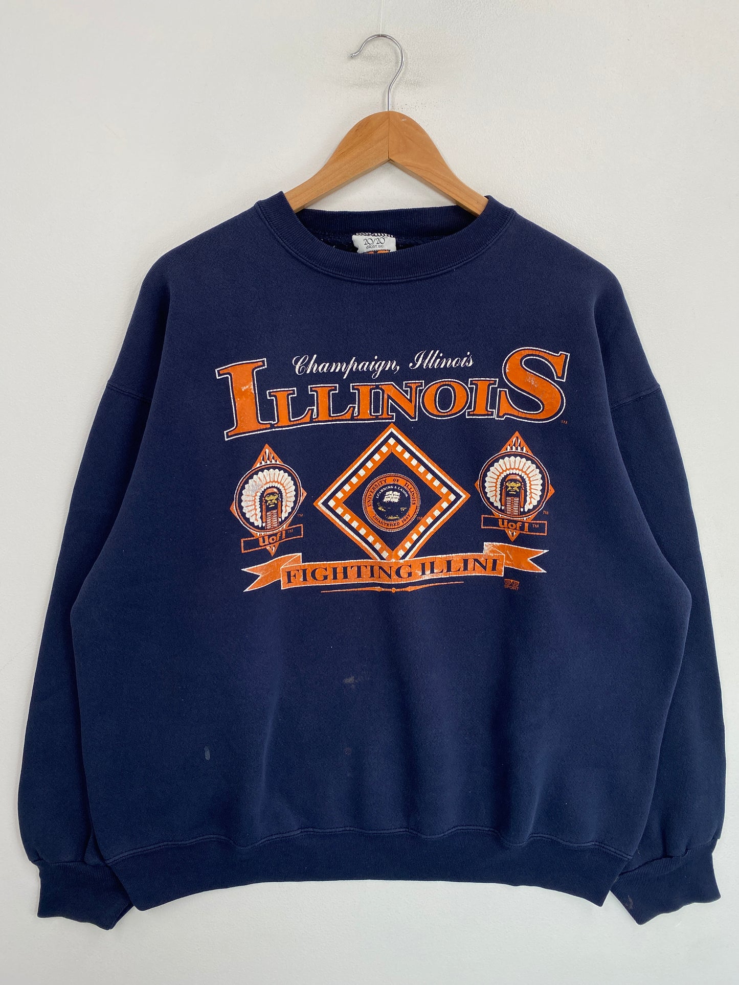 90's ILLINOIS FIGHTING ILLINI Made in USA Size XL Vintage College Sweat-Shirts / G7178S