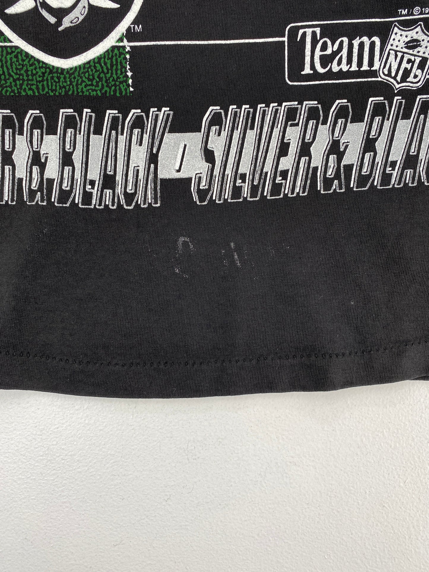 90's RAIDERS Mint Condition Made in USA Size L Vintage NFL T-Shirt / G3574T