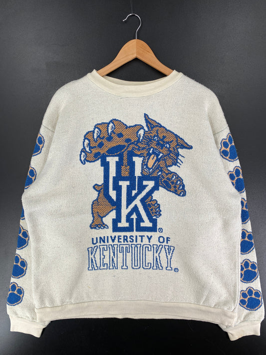 90's UNIVERSITY OF KENTUCKY Made in USA Size XL Vintage Collage Cotton Blanket Material Knit Shirt / F7866K