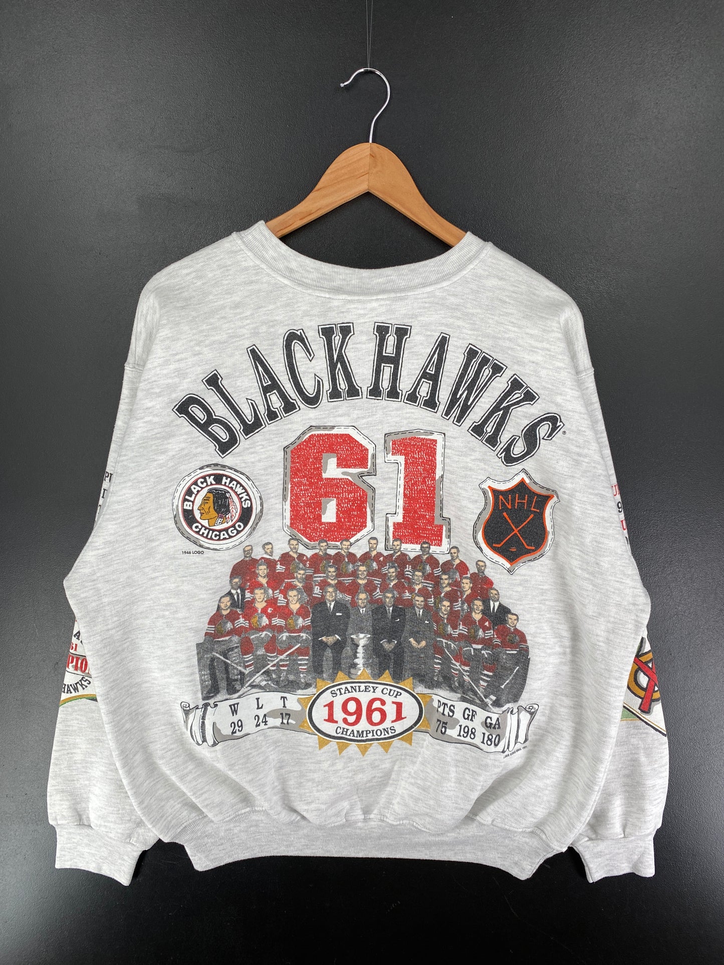 90's CHICAGO BLACK HAWKS Made in USA Size XL Vintage NHL Sweat-shirt / F3203S