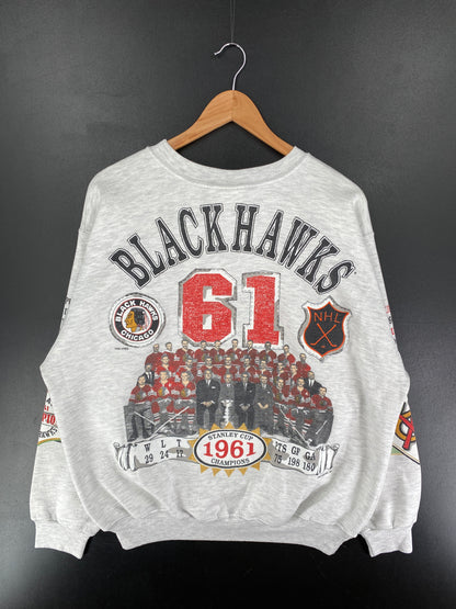 90's CHICAGO BLACK HAWKS Made in USA Size XL Vintage NHL Sweat-shirt / F3203S