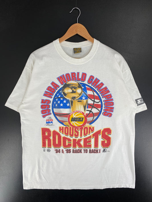 1995 NBA WORLD CHAMPIONS HUUTON ROCKETS  Made in USA Size XL Vintage NBA T-Shirt / G3715T