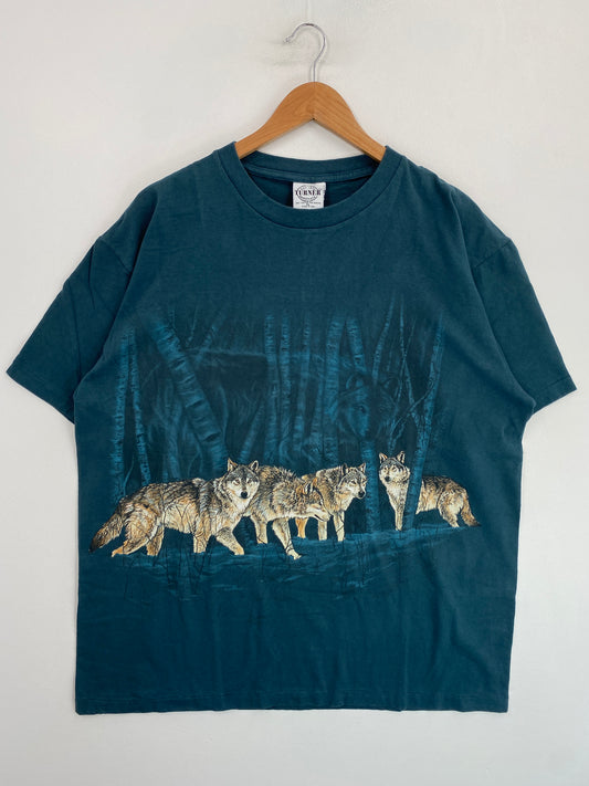 90's WOLVES Made in USA Size XL Vintage Animal T-Shirt / G7271T