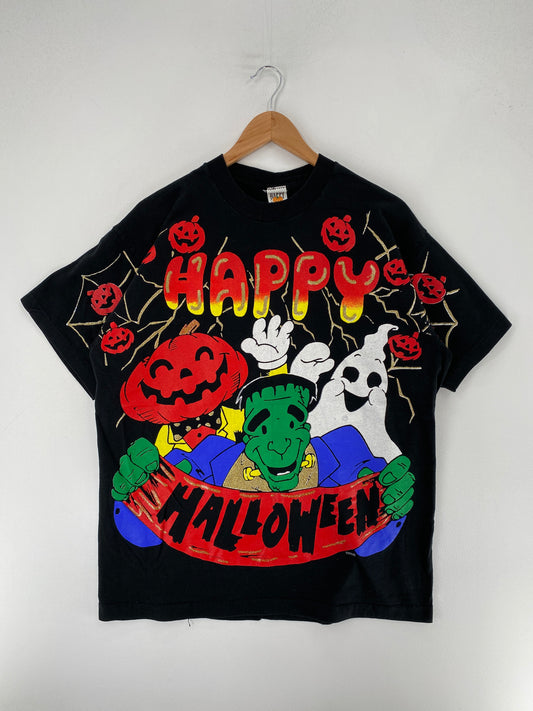 1996 HAPPY HALLOWEEN Made in USA Size L Vintage T-Shirt / F3213T