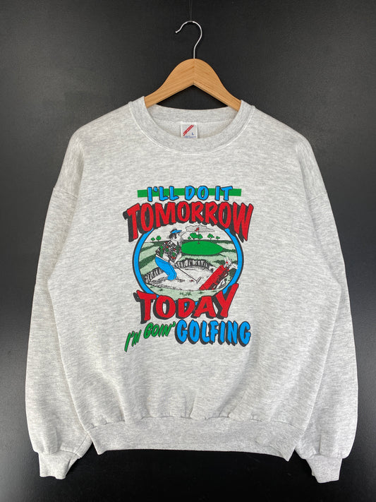 90's I'LL DO IT TOMORROW Made in USA Size L Vintage Sweat-shirt / F9595S