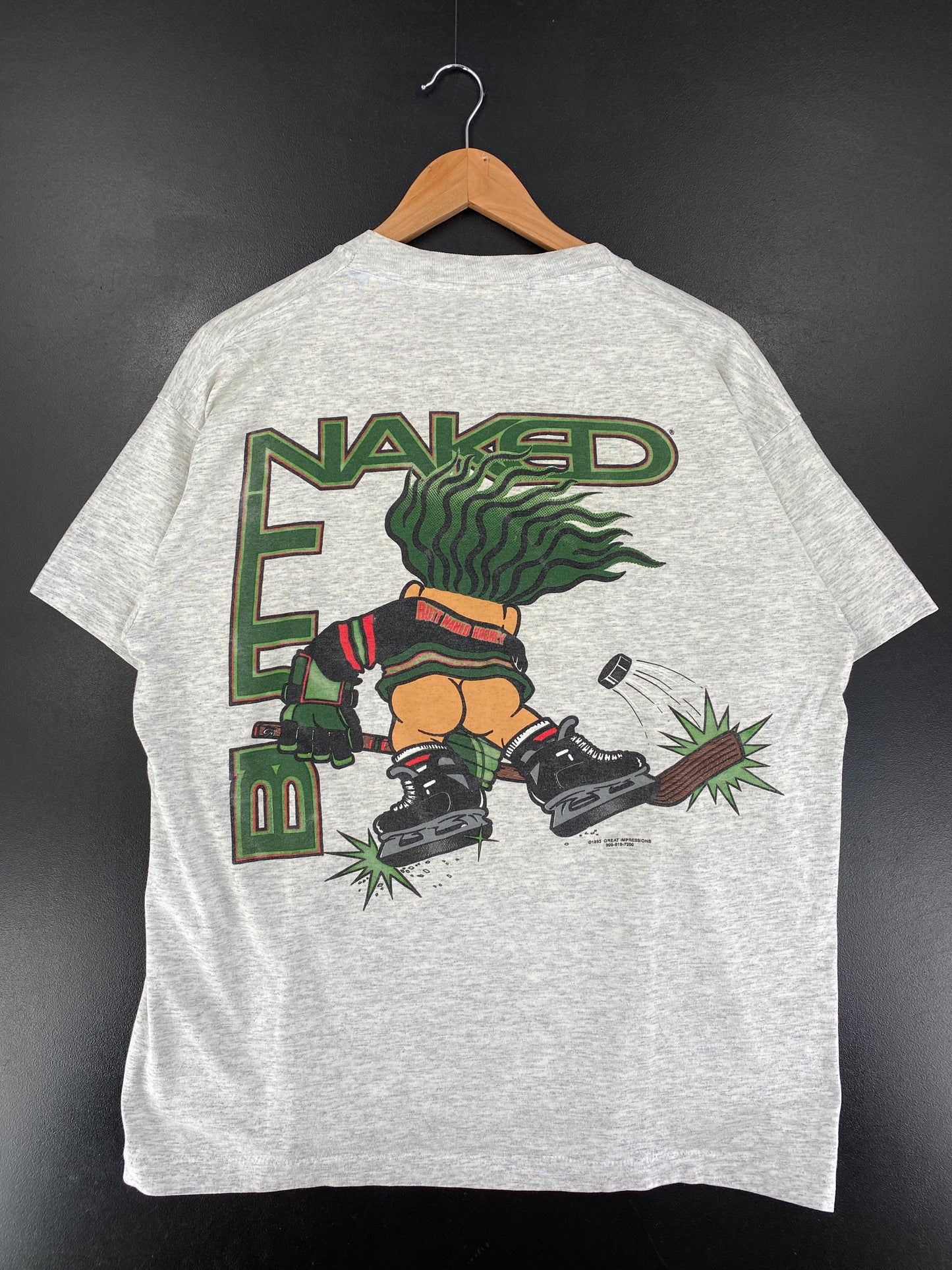 90's BUTT NAKED HOCKEY Made in USA Size XL Vintage T-Shirt / G324T