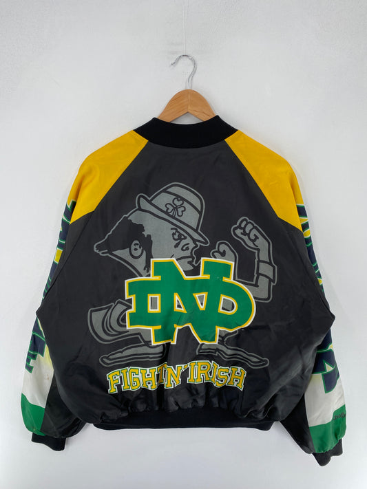 90's NOTRE DAME Made in USA Size XL Vintage Collage Nylon Jacket / F3803N