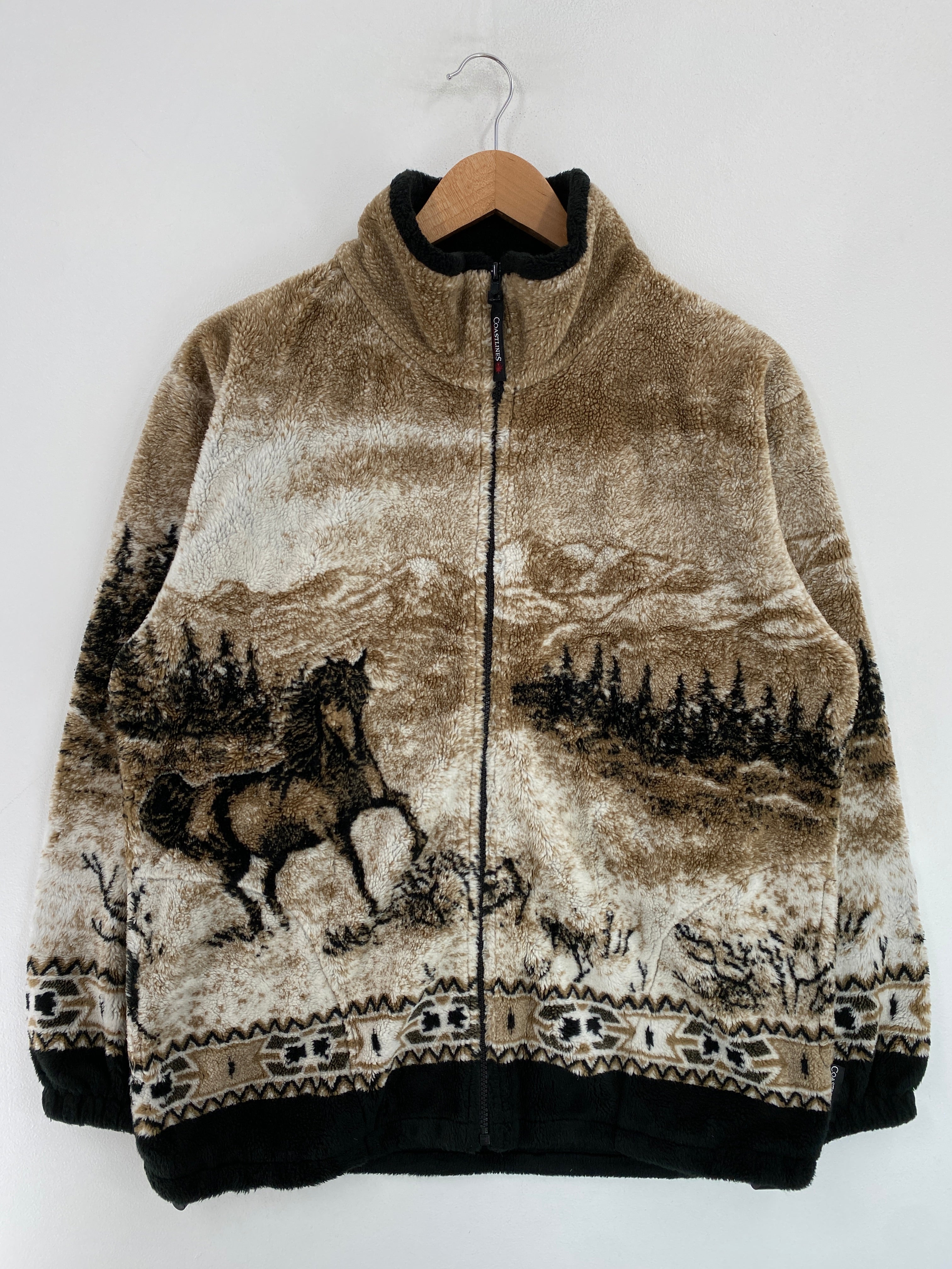 トップス old half zip animal fleece jacket Vintage Animal Fleece Zip up Jacket - Etsy