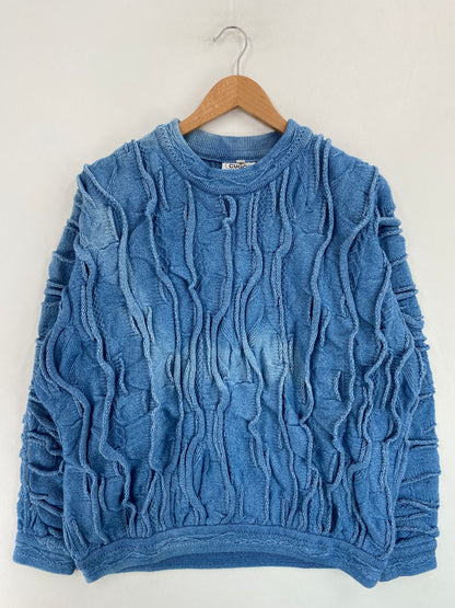 80’s Old COOGI Indigo Dyed Size M Cotton Knit Sweater / G4503K