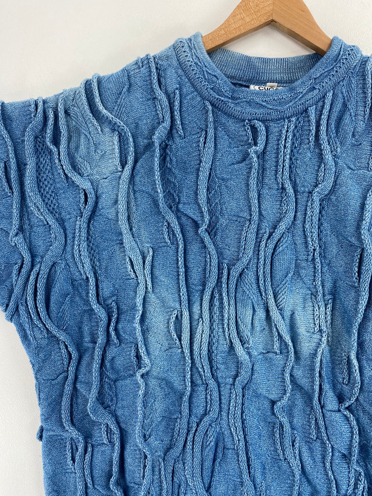 80’s Old COOGI Indigo Dyed Size M Cotton Knit Sweater / G4503K