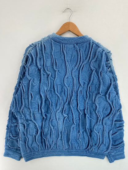 80’s Old COOGI Indigo Dyed Size M Cotton Knit Sweater / G4503K