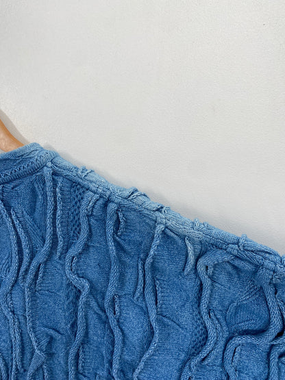 80’s Old COOGI Indigo Dyed Size M Cotton Knit Sweater / G4503K