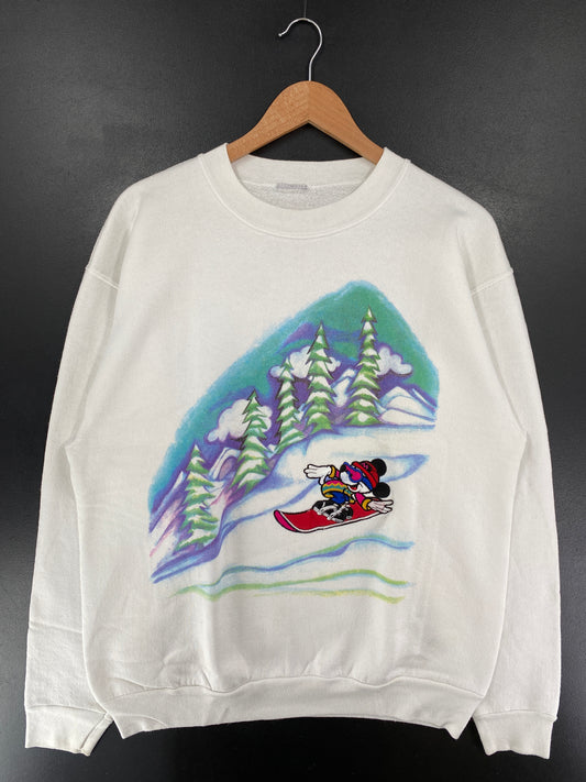 90's DISNEY MICKEY Made in USA Size No Tag (Approx.L) Vintage Sweat-shirt / G4574S
