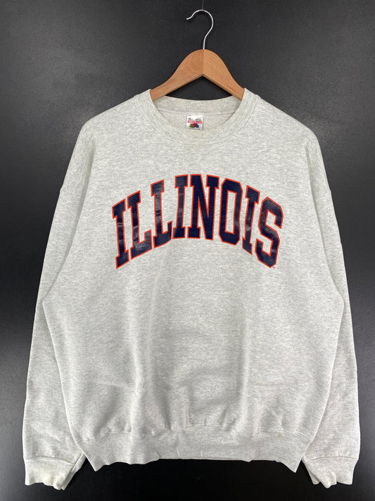 90's ILLINOIS Made in USA Size XL Vintage College Sweat-Shirt / G4696S