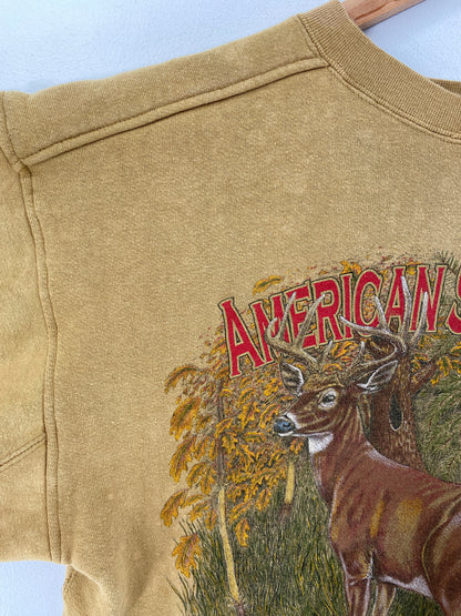 90's DEER Made in USA Size M Vintage Animal Sweat-Shirt / F4960S