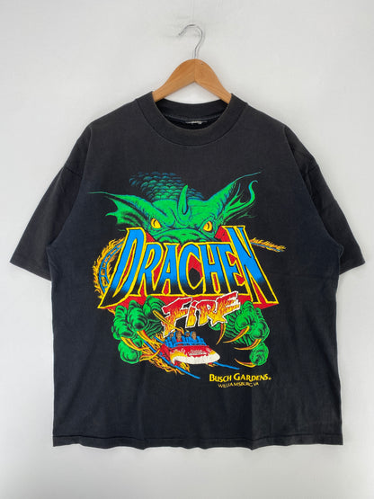 90’s BUSCH GARDENS DRACHEN VIRGINIA Size No Tag (Approx.XL) T-Shirt / G481T