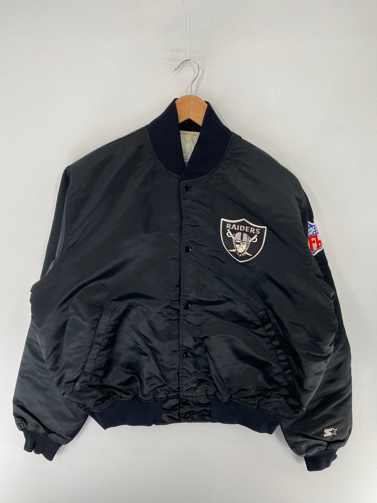 90's STARTER x LAS VEGAS RAIDERS Made in USA Size L Vintage NFL Nylon Jacket / F4976N