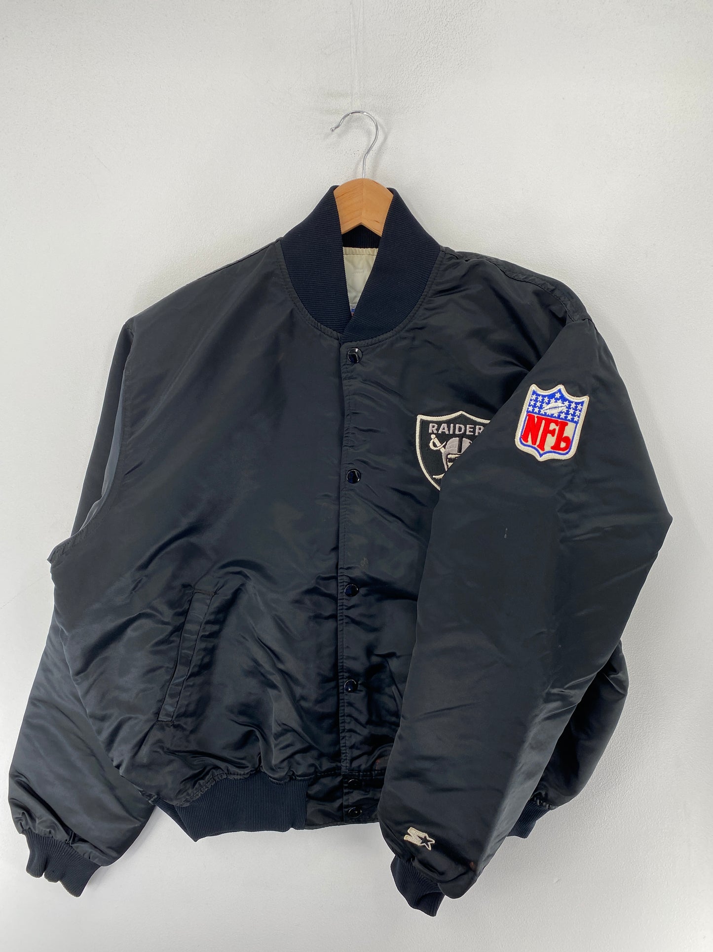 90's STARTER x LAS VEGAS RAIDERS Made in USA Size L Vintage NFL Nylon Jacket / F4976N