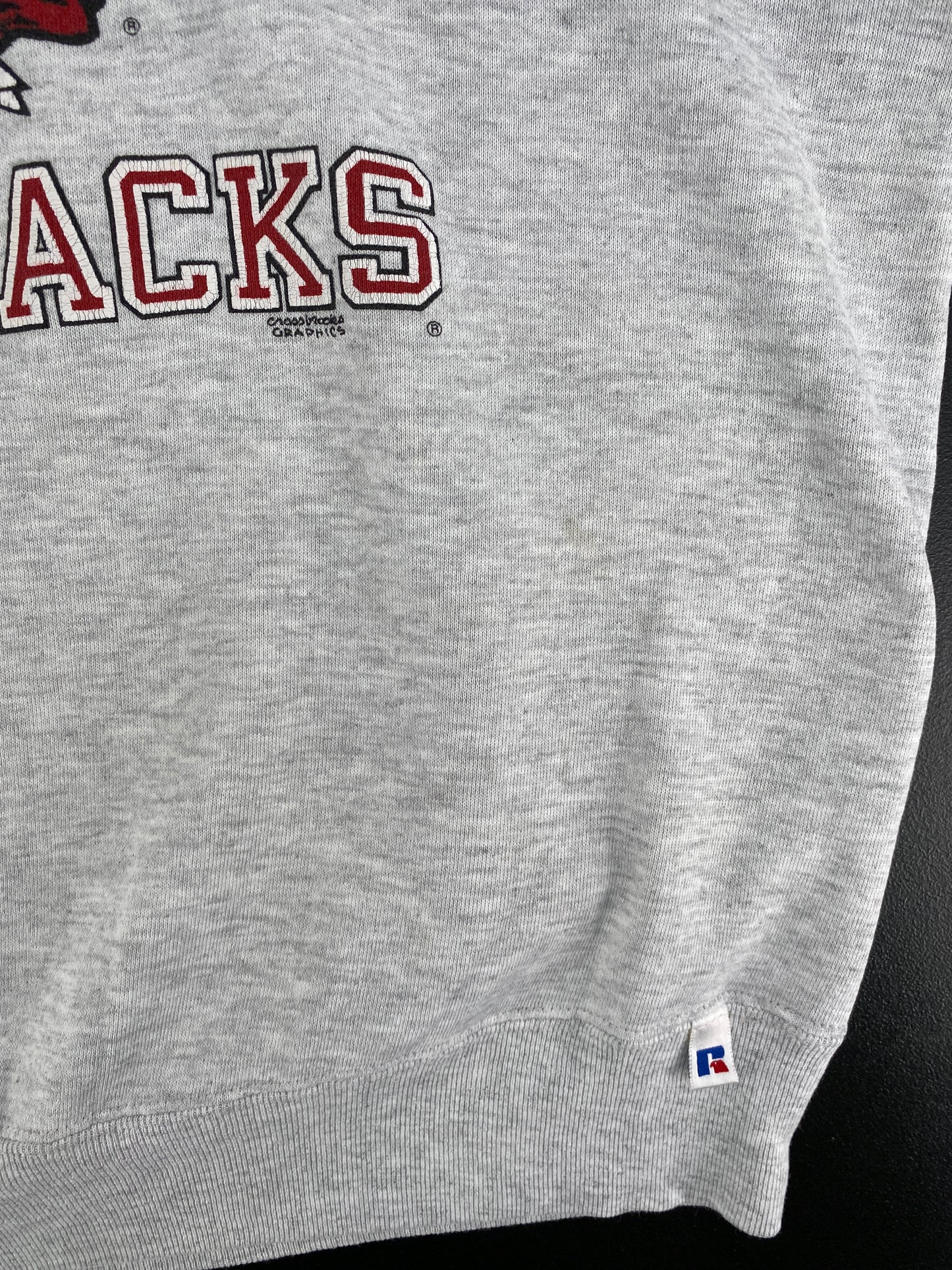 90's RUSSELL X ARKANSAS RAZORBACKS Made in USA Size XL Vintage College Sweat-shirt / G1374S