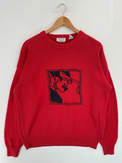 90’s DISNEY MICKEY Size L Cotton Knitwear / G4867K