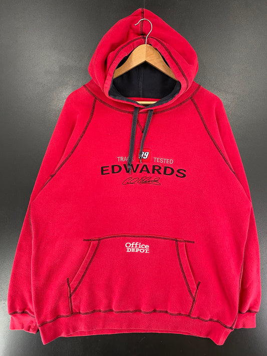 Vintage OFFICE DEPOT x CARL EDWARDS Size XL Racing Hoodie Sweat-Shirt / G4926S