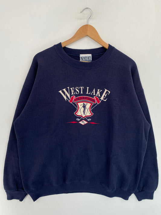 90's WEST LAKE Made in USA Size XL Vintage College Sweat-Shirt / G5085S