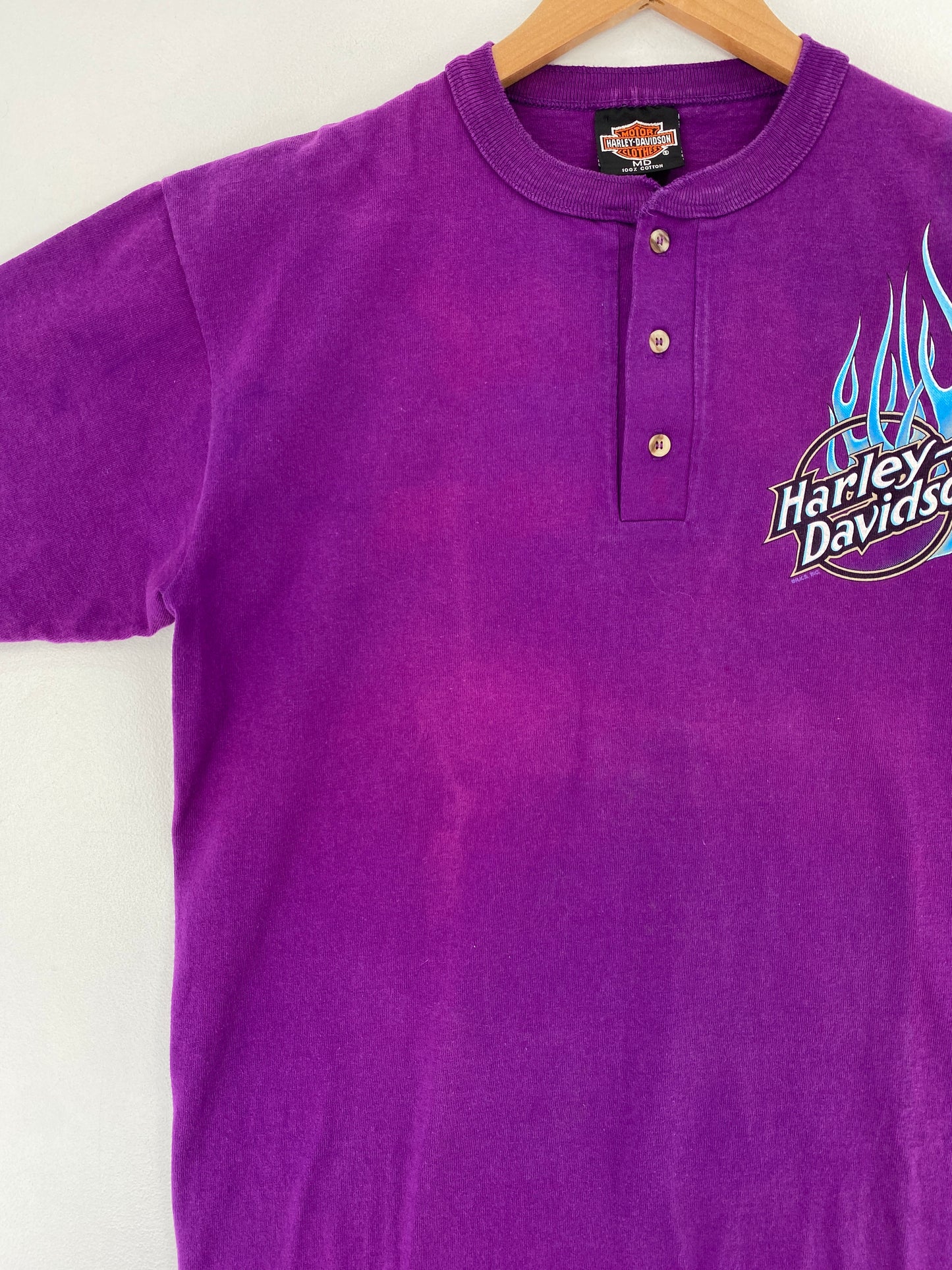 90’s HARLEY DAVIDSON Made in USA Size M Vintage Half Button Down T-shirt / G1183T