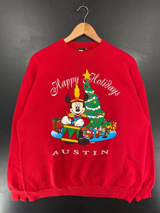 Vintage  DISNEY MICKEY CHRISTMAS Size Approx. L Sweat-shirt / G5213S